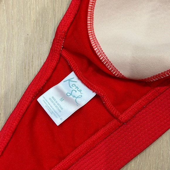 KONA SOL Red Bikini Top Tie Front Keyhole - Picture 4 of 4